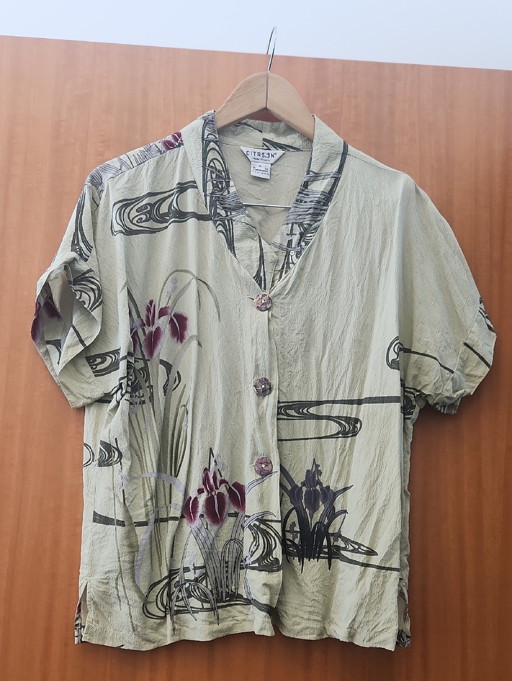 Citron Silk Blouse Size Medium